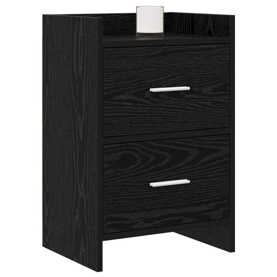 Nachtkastjes Zwart eiken 40 x 30 x 60 cm Bewerkt hout