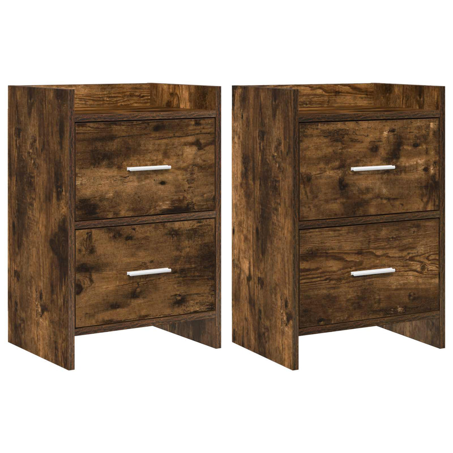Nachtkastjes 2 pcs Gerookt eiken 40 x 30 x 60 cm Bewerkt hout