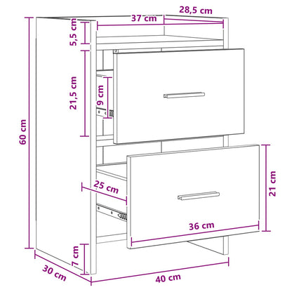 Nachtkastjes 2 pcs Grijs Sonoma 40 x 30 x 60 cm Bewerkt hout