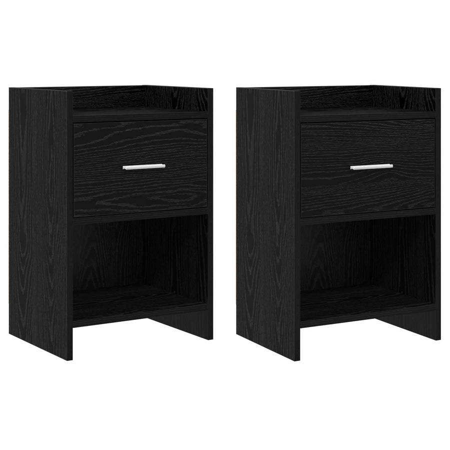 Nachtkastjes 2 pcs Zwart eiken 40 x 30 x 60 cm Bewerkt hout