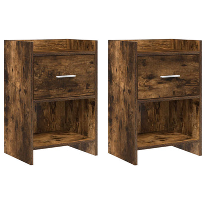 Nachtkastjes 2 pcs Gerookt eiken 40 x 30 x 60 cm Bewerkt hout