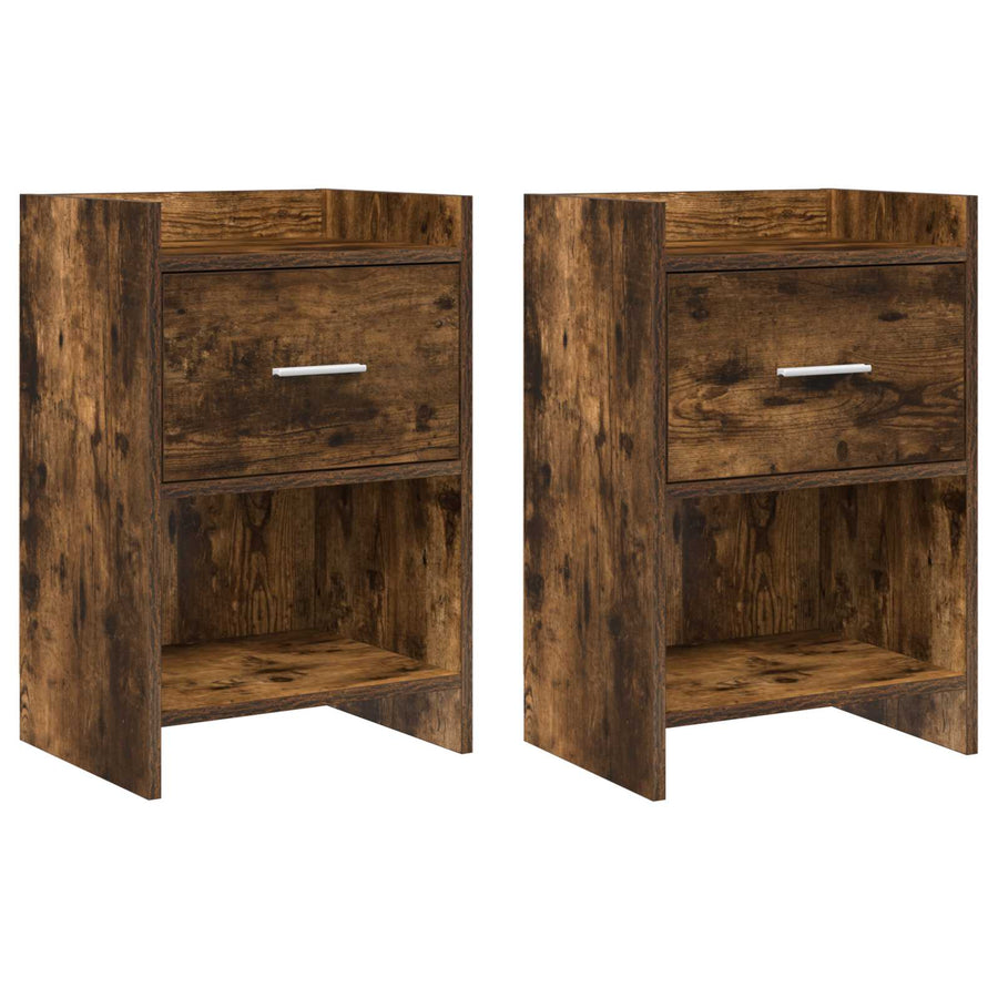 Nachtkastjes 2 pcs Gerookt eiken 40 x 30 x 60 cm Bewerkt hout