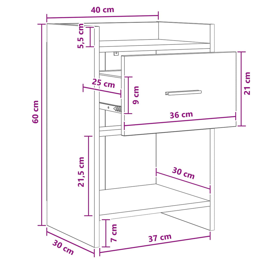 Nachtkastjes 2 pcs Oud hout 40 x 30 x 60 cm Bewerkt hout