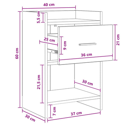 Nachtkastjes Artisanaal eiken 40 x 30 x 60 cm Bewerkt hout