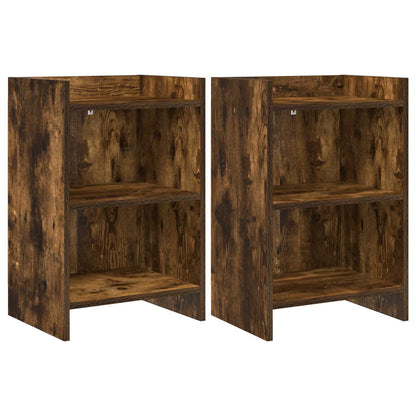 Nachtkastjes 2 pcs Gerookt eiken 40 x 30 x 60 cm Bewerkt hout