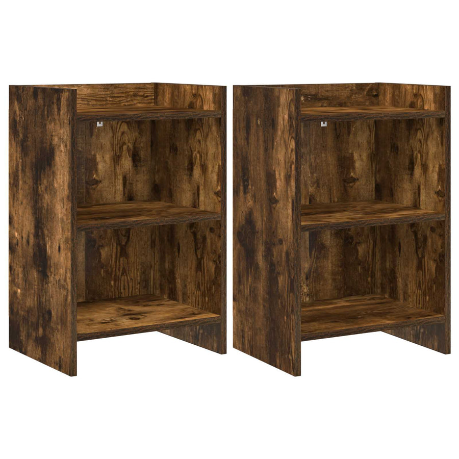 Nachtkastjes 2 pcs Gerookt eiken 40 x 30 x 60 cm Bewerkt hout