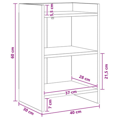 Nachtkastjes Grijs Sonoma 40 x 30 x 60 cm Bewerkt hout
