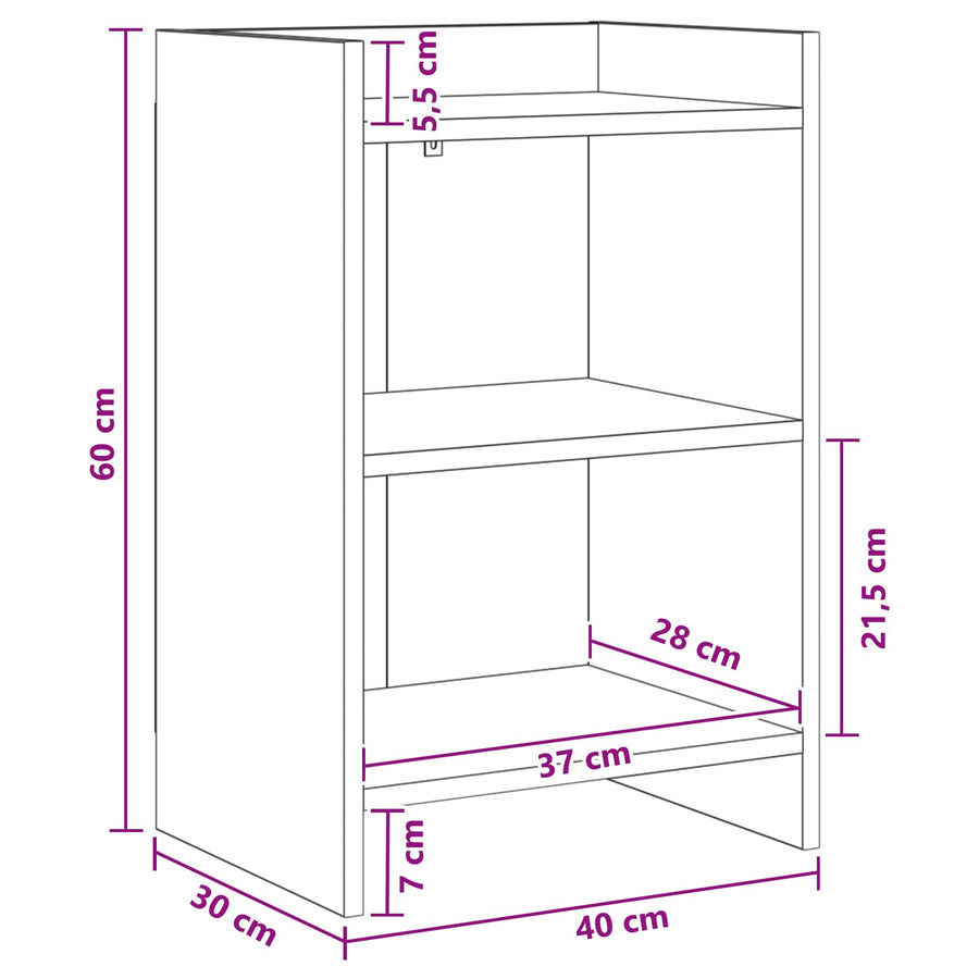 Nachtkastjes 2 pcs Artisanaal eiken 40 x 30 x 60 cm
