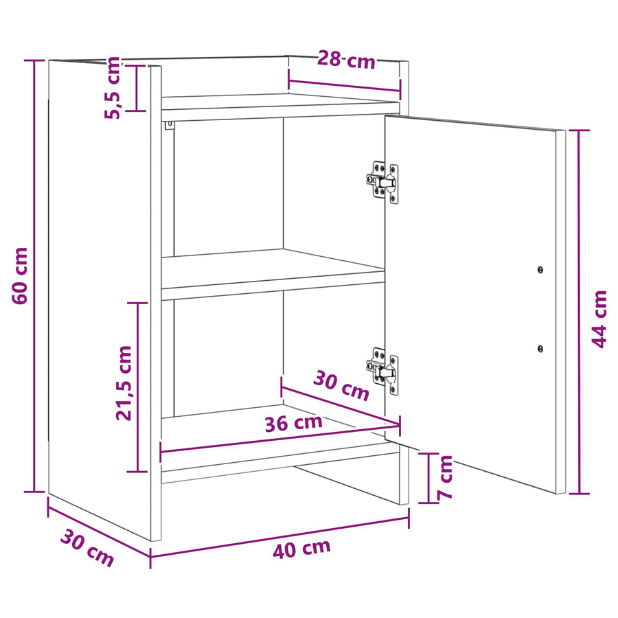 Nachtkastjes Oud hout 40 x 30 x 60 cm Bewerkt hout