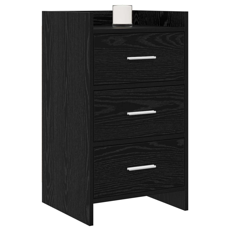 Nachtkastjes Zwart eiken 40 x 36 x 70 cm Bewerkt hout