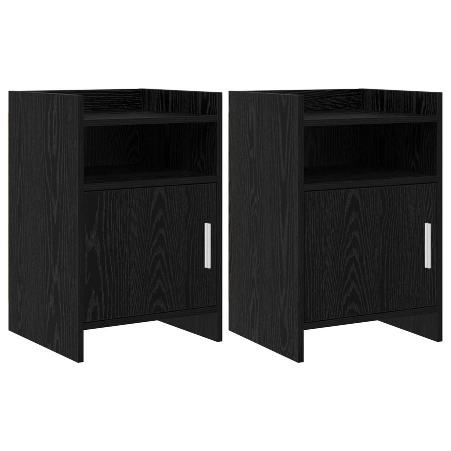 Nachtkastjes 2 pcs Zwart eiken 40 x 36 x 60 cm Bewerkt hout