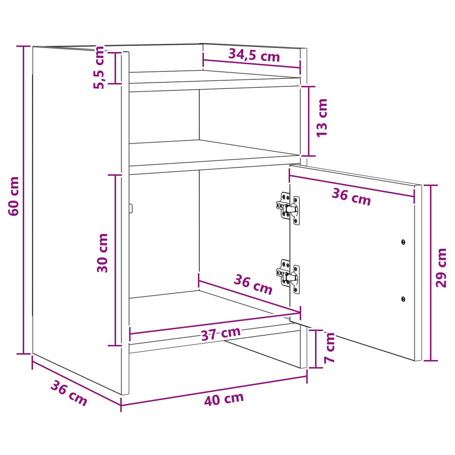 Nachtkastjes Betongrijs 40 x 36 x 60 cm Bewerkt hout