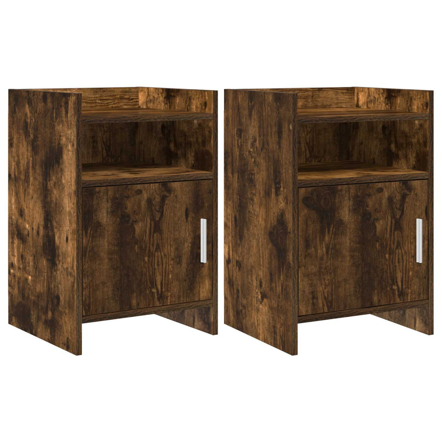 Nachtkastjes 2 pcs Gerookt eiken 40 x 36 x 60 cm Bewerkt hout