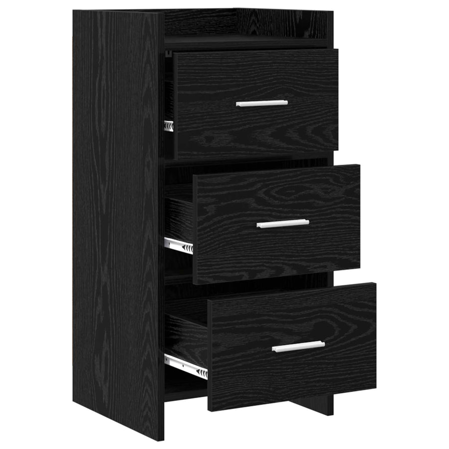 Dressoir Zwart eiken 40 x 36 x 80 cm Bewerkt hout