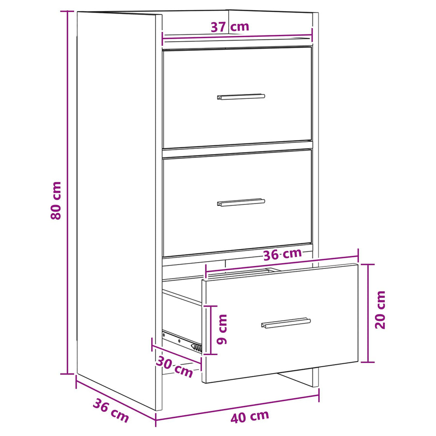 Dressoir Gerookt eiken 40 x 36 x 80 cm Bewerkt hout