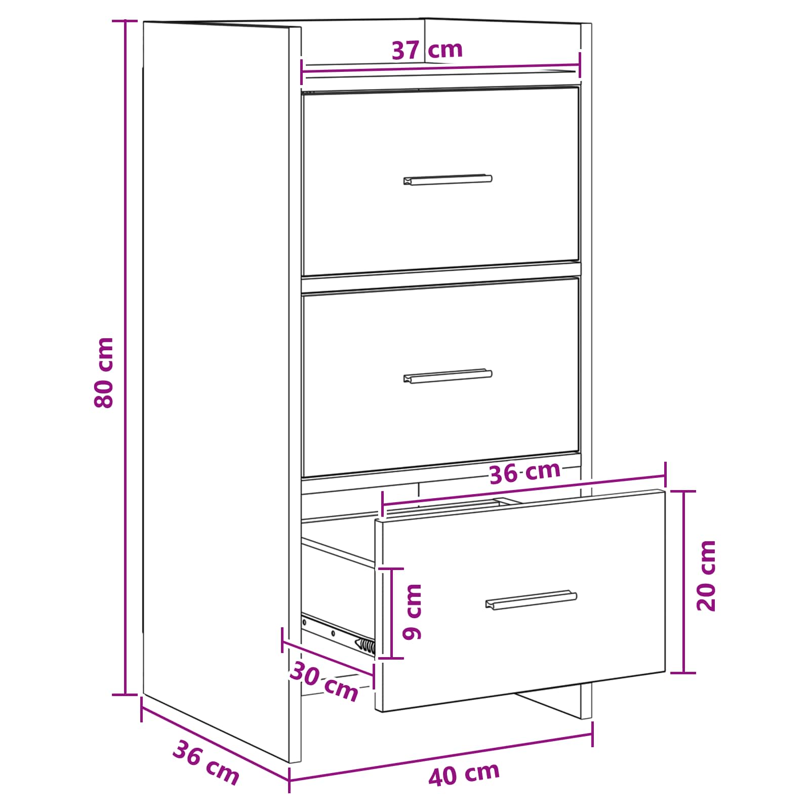 Dressoir Grijs Sonoma 40 x 36 x 80 cm Bewerkt hout