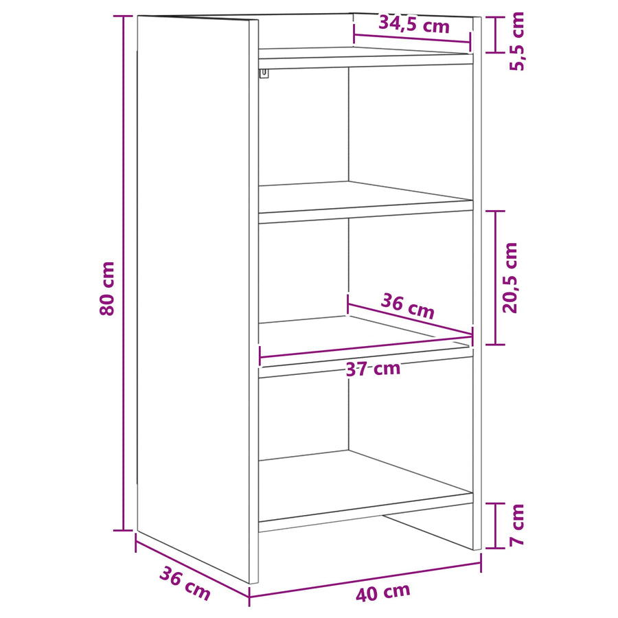 Dressoir Sonoma Eiken 40 x 36 x 80 cm Bewerkt hout