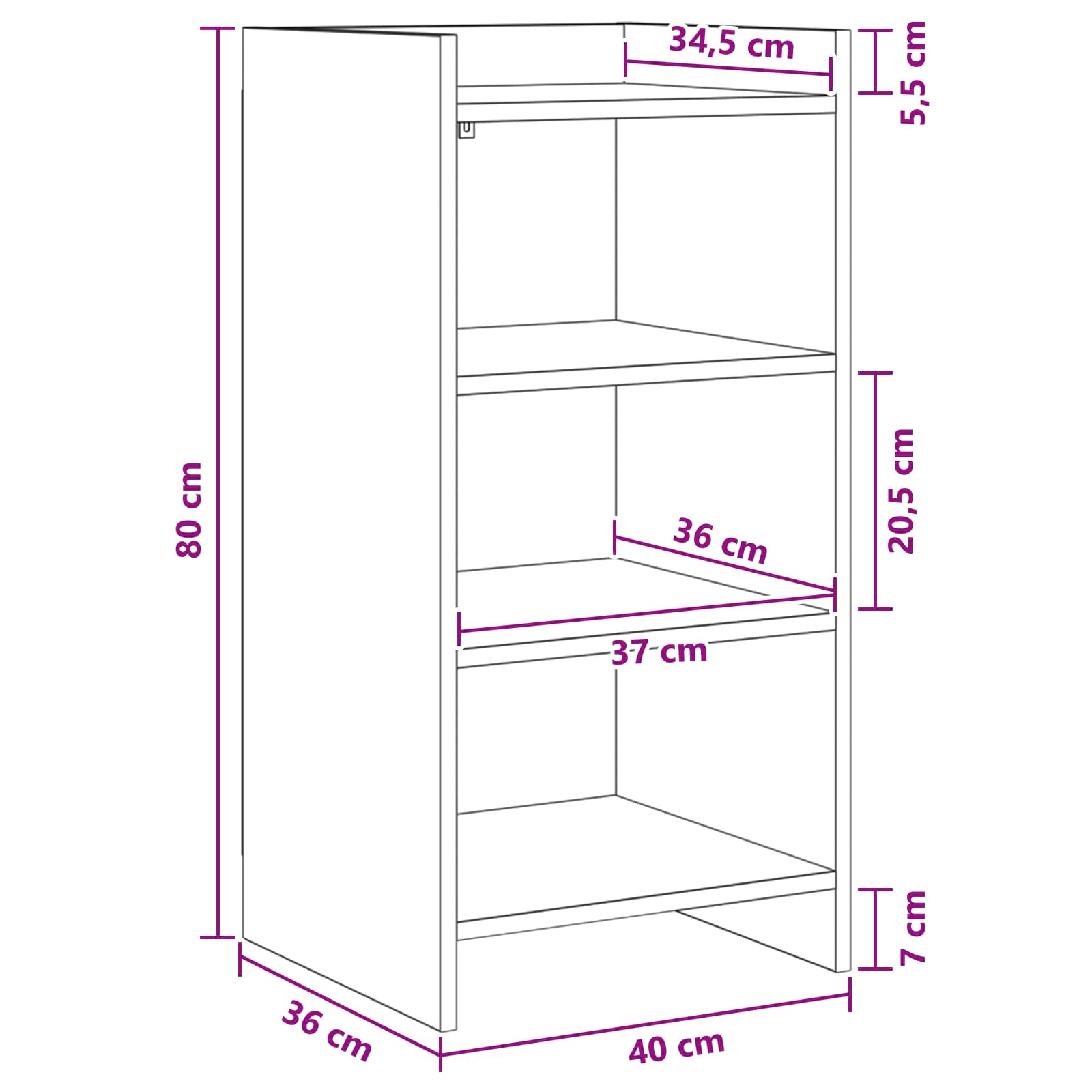 Dressoir Artisanaal eiken 40 x 36 x 80 cm Bewerkt hout