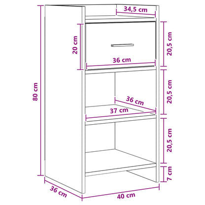 Dressoir Gerookt eiken 40 x 36 x 80 cm Bewerkt hout
