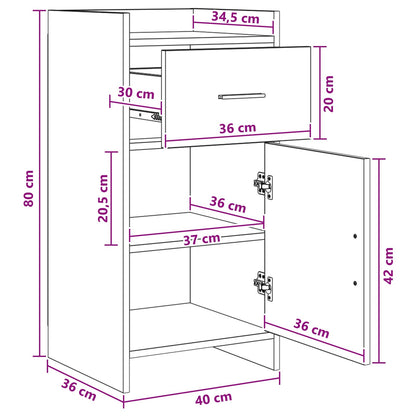 Dressoir Artisanaal eiken 40 x 36 x 80 cm Bewerkt hout