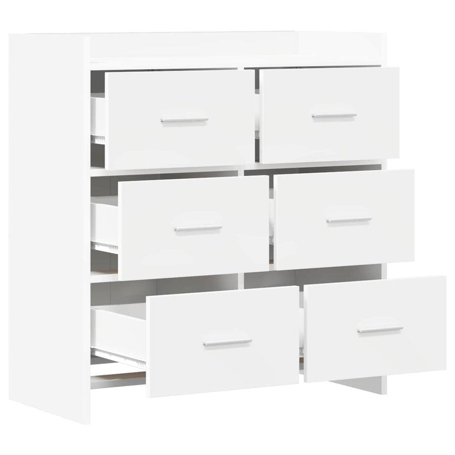 Dressoir Wit 75 x 33 x 80 cm Bewerkt hout