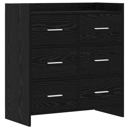 Dressoir Zwart eiken 75 x 33 x 80 cm Bewerkt hout