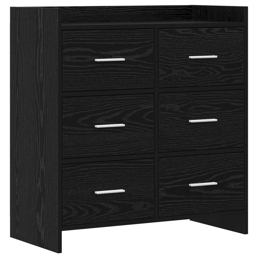 Dressoir Zwart eiken 75 x 33 x 80 cm Bewerkt hout