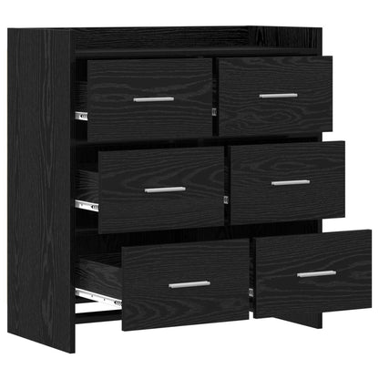 Dressoir Zwart eiken 75 x 33 x 80 cm Bewerkt hout