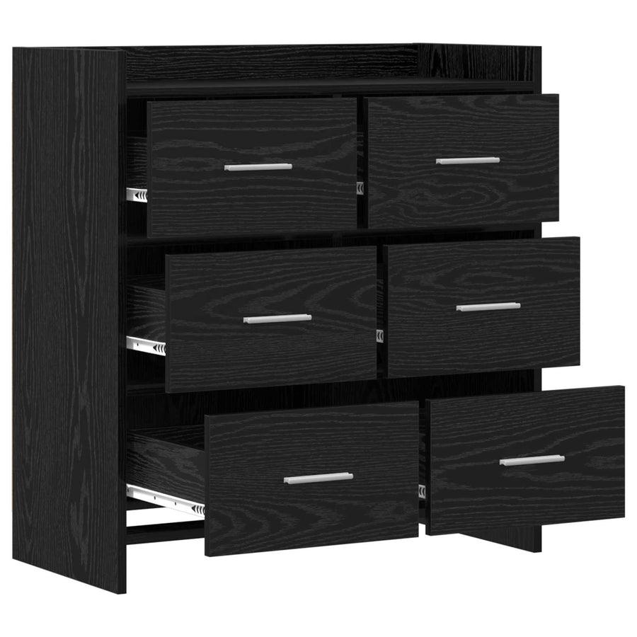 Dressoir Zwart eiken 75 x 33 x 80 cm Bewerkt hout