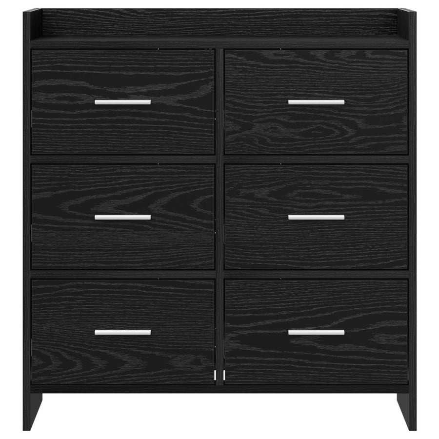 Dressoir Zwart eiken 75 x 33 x 80 cm Bewerkt hout