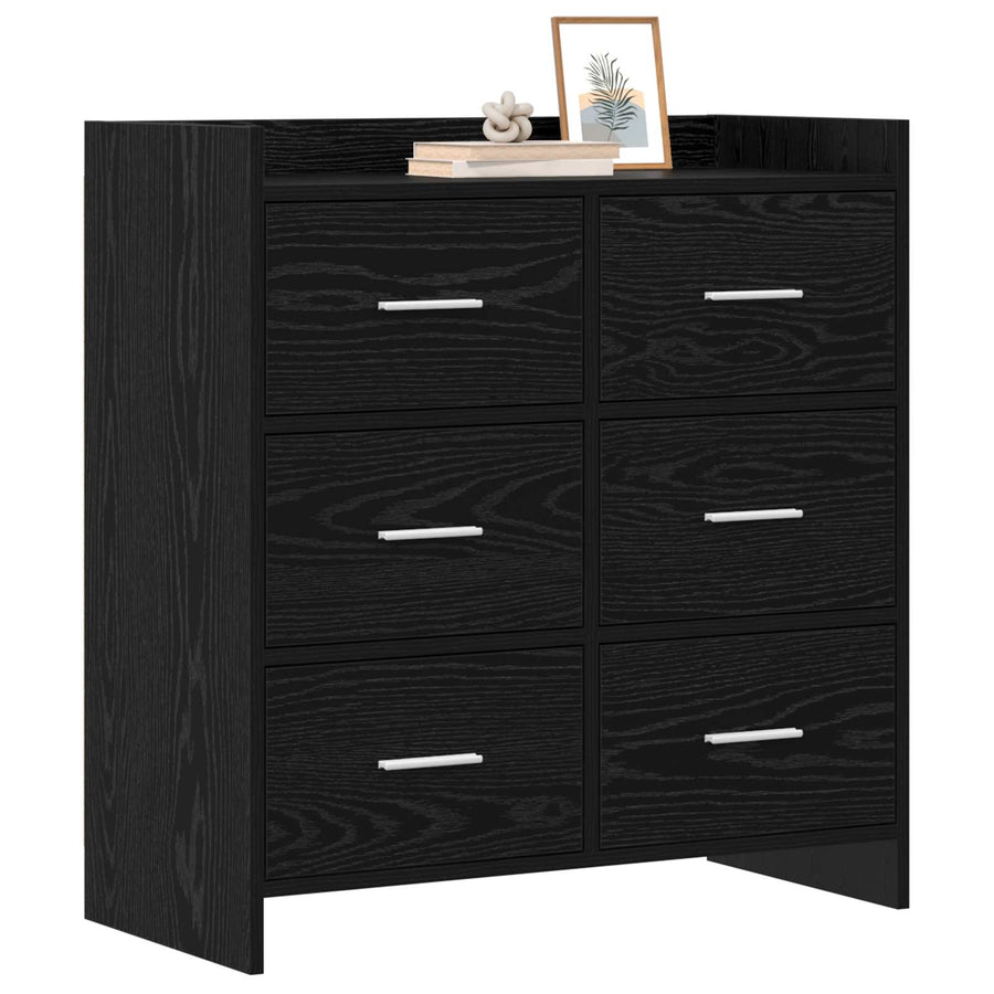 Dressoir Zwart eiken 75 x 33 x 80 cm Bewerkt hout