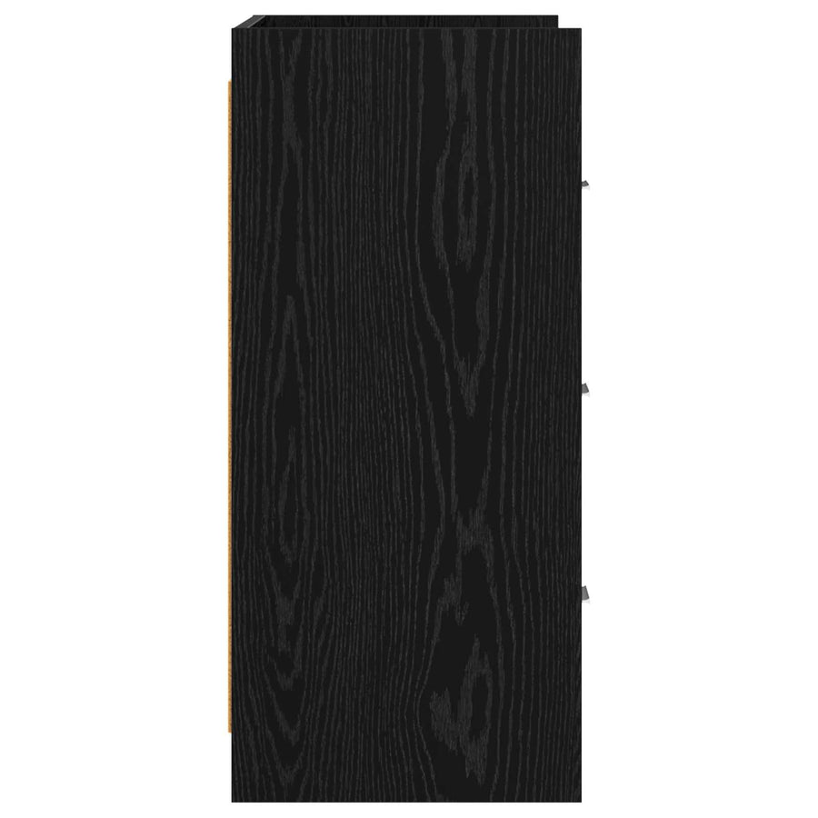 Dressoir Zwart eiken 75 x 33 x 80 cm Bewerkt hout