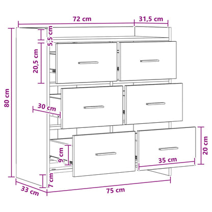 Dressoir Oud hout 75 x 33 x 80 cm Bewerkt hout