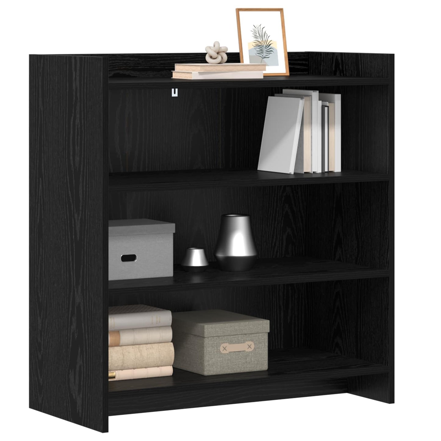 Dressoir Zwart eiken 75 x 36 x 80 cm Bewerkt hout