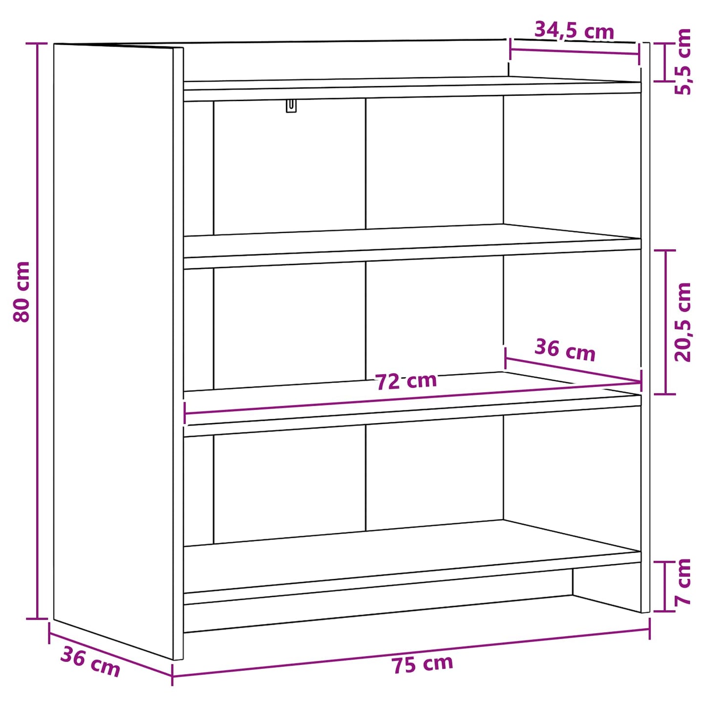 Dressoir Zwart eiken 75 x 36 x 80 cm Bewerkt hout