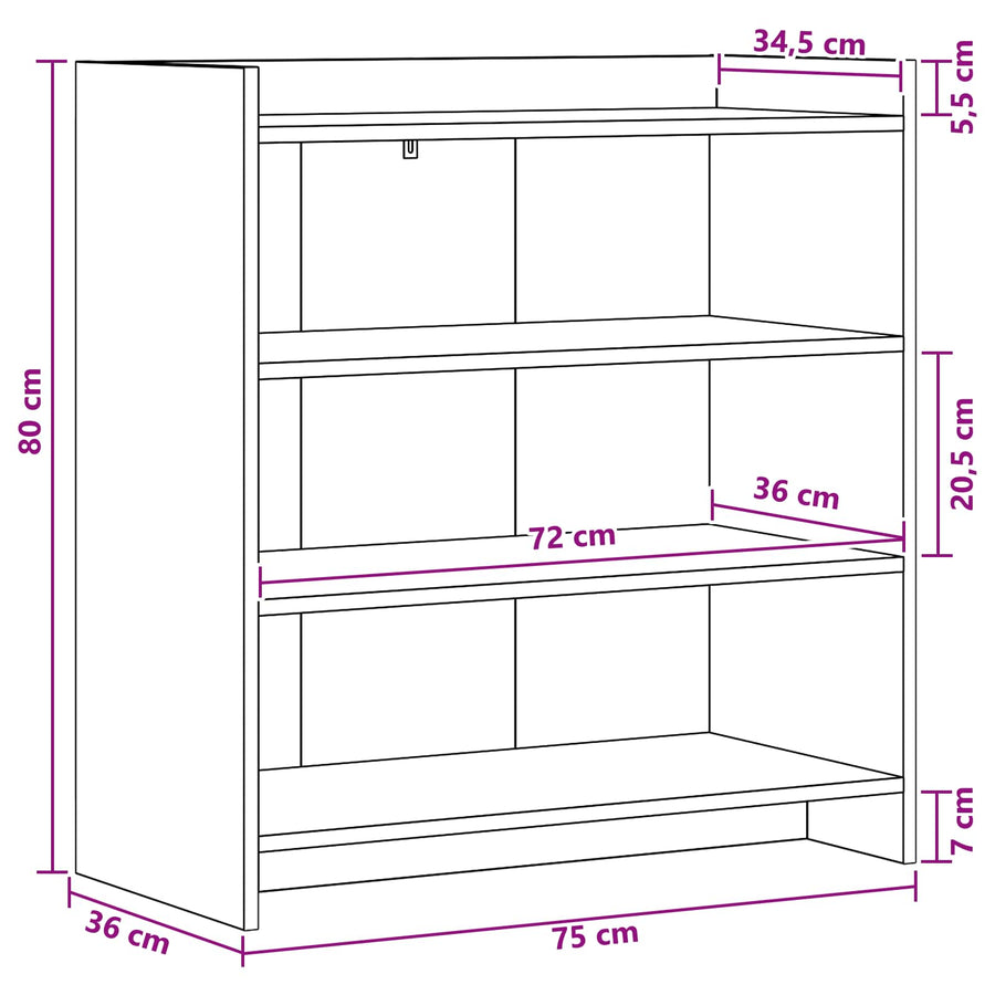 Dressoir Gerookt eiken 75 x 36 x 80 cm Bewerkt hout