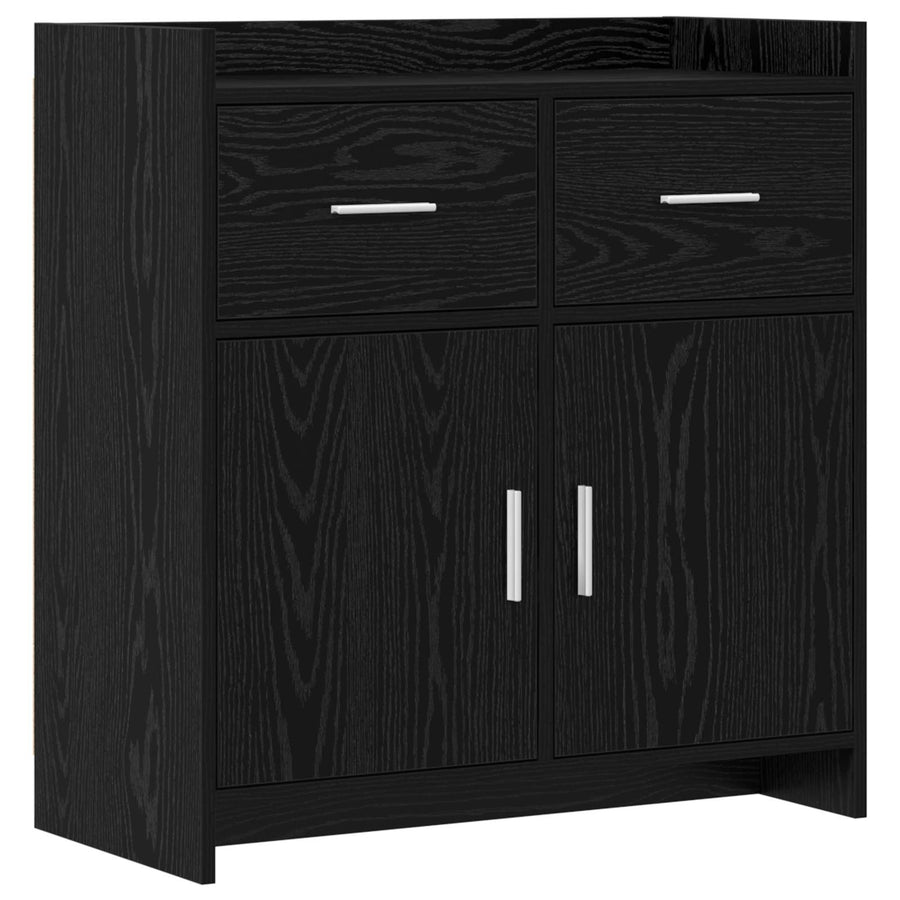 Dressoir Zwart eiken 75 x 36 x 80 cm Bewerkt hout