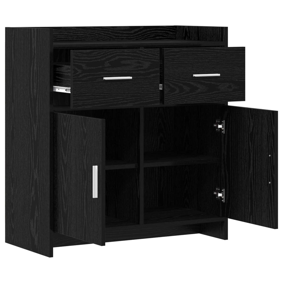Dressoir Zwart eiken 75 x 36 x 80 cm Bewerkt hout