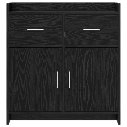 Dressoir Zwart eiken 75 x 36 x 80 cm Bewerkt hout