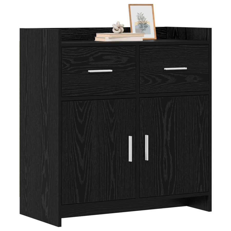 Dressoir Zwart eiken 75 x 36 x 80 cm Bewerkt hout