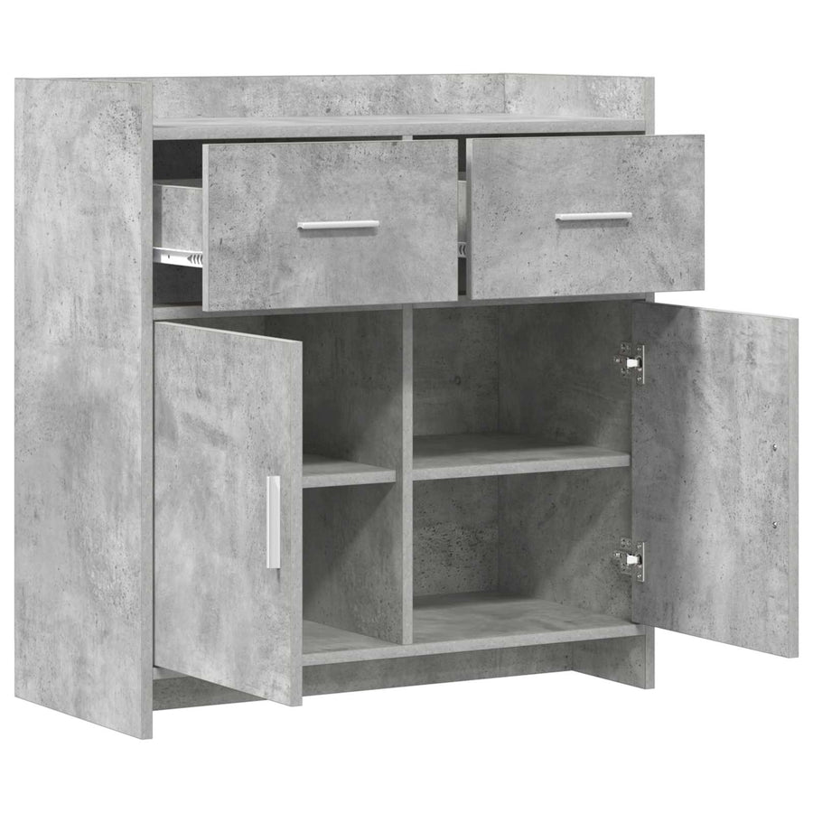 Dressoir Betongrijs 75 x 36 x 80 cm Bewerkt hout