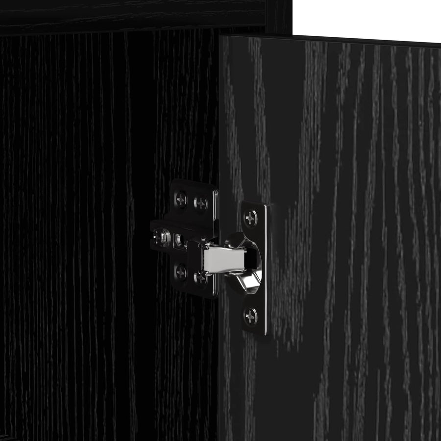 Dressoir Zwart eiken 98,5 x 33 x 80 cm Bewerkt hout