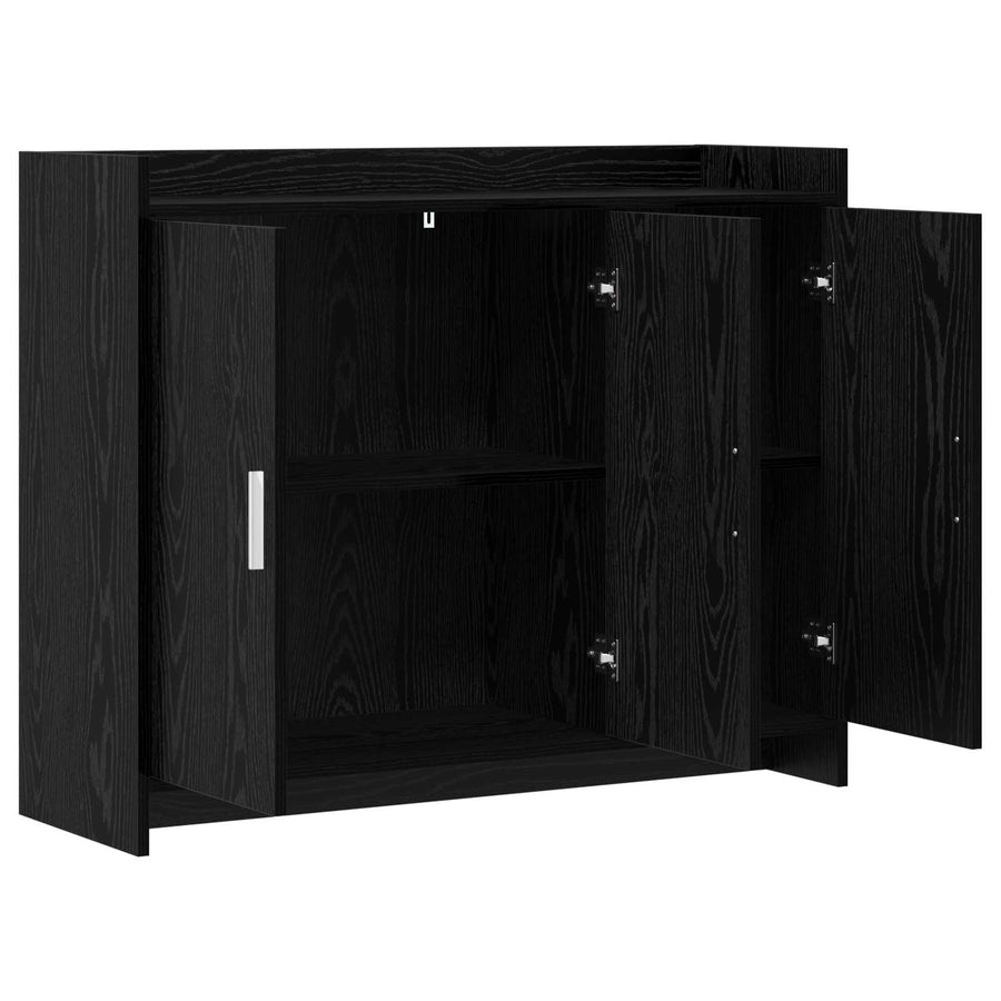 Dressoir Zwart eiken 98,5 x 33 x 80 cm Bewerkt hout