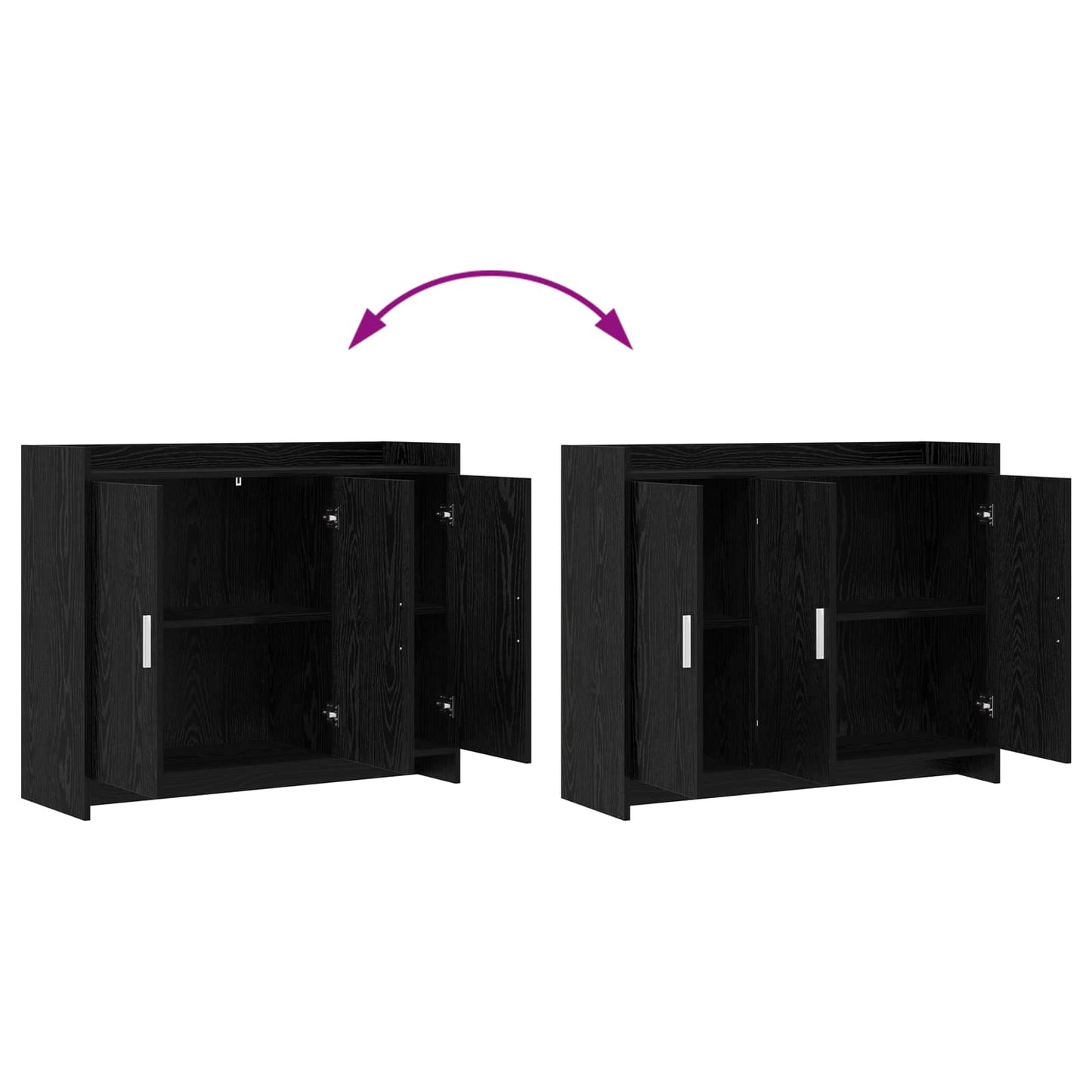 Dressoir Zwart eiken 98,5 x 33 x 80 cm Bewerkt hout