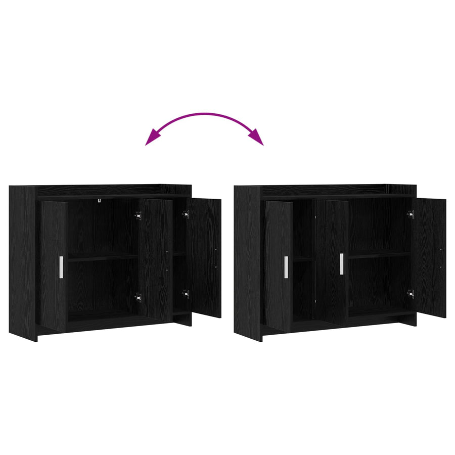 Dressoir Zwart eiken 98,5 x 33 x 80 cm Bewerkt hout