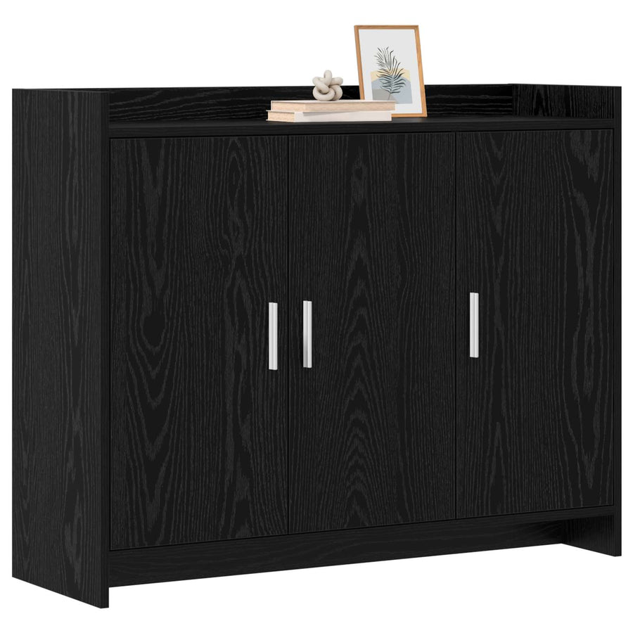 Dressoir Zwart eiken 98,5 x 33 x 80 cm Bewerkt hout