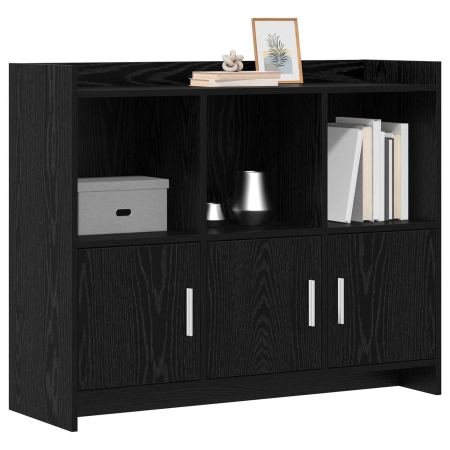 Dressoir Zwart eiken 98,5 x 33 x 80 cm Bewerkt hout