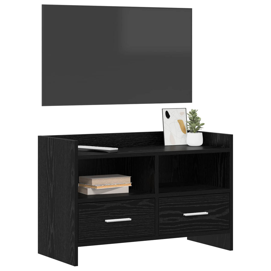 TV-kast 71,5 x 33 x 47 cm Zwart eiken Bewerkt hout
