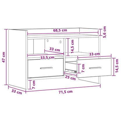 TV-kast 71,5 x 33 x 47 cm Sonoma Eiken Bewerkt hout