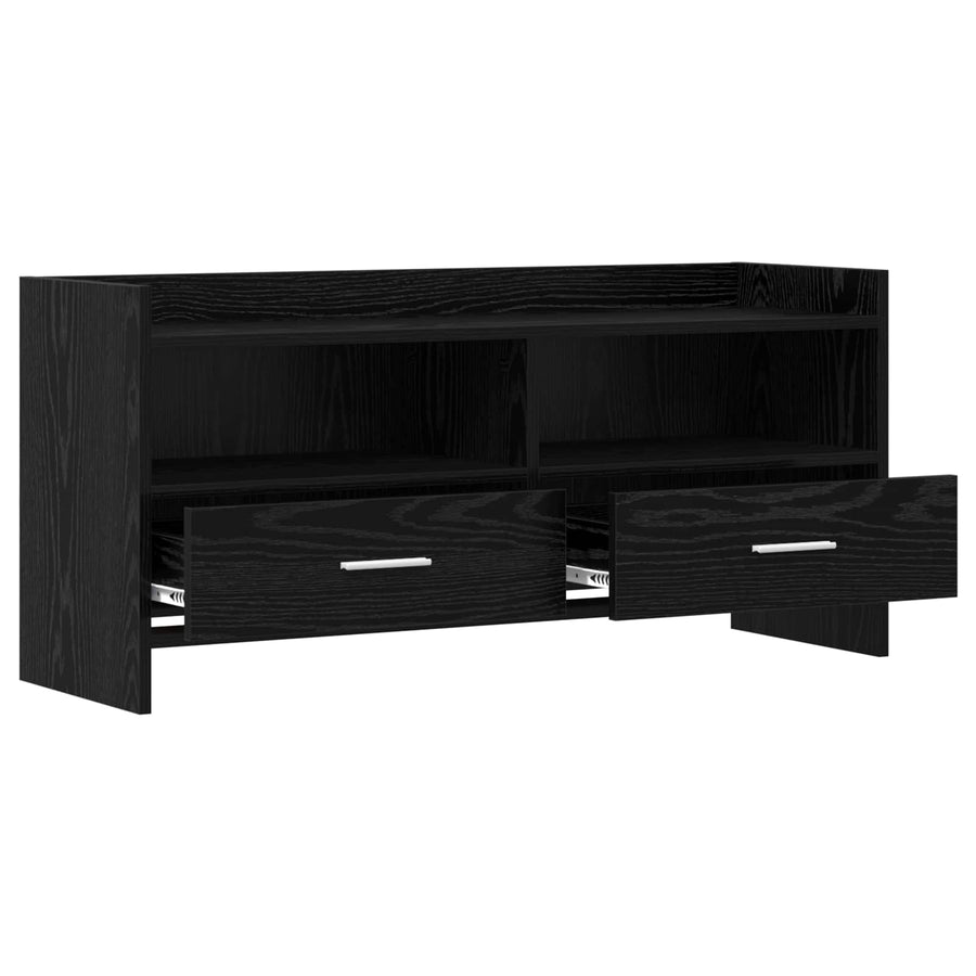 TV-kast 100 x 33 x 47 cm Zwart eiken Bewerkt hout
